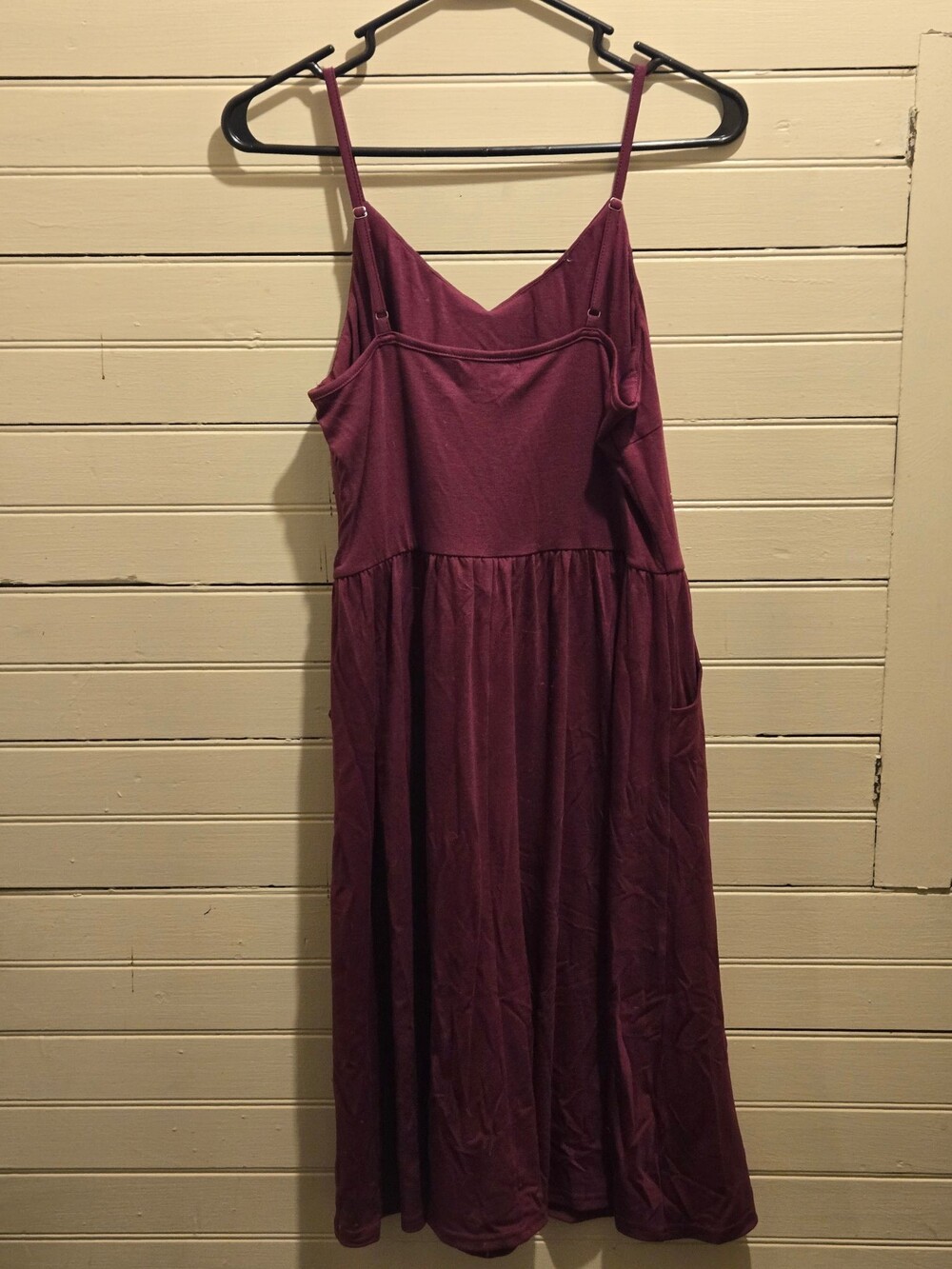 Yathon Dress Womens L Spaghetti Strap Maxi Dress Ruched Back Pockets Purple